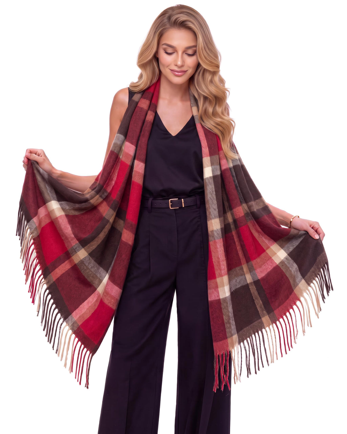 Baesics® Tartan Schal Bordeaux