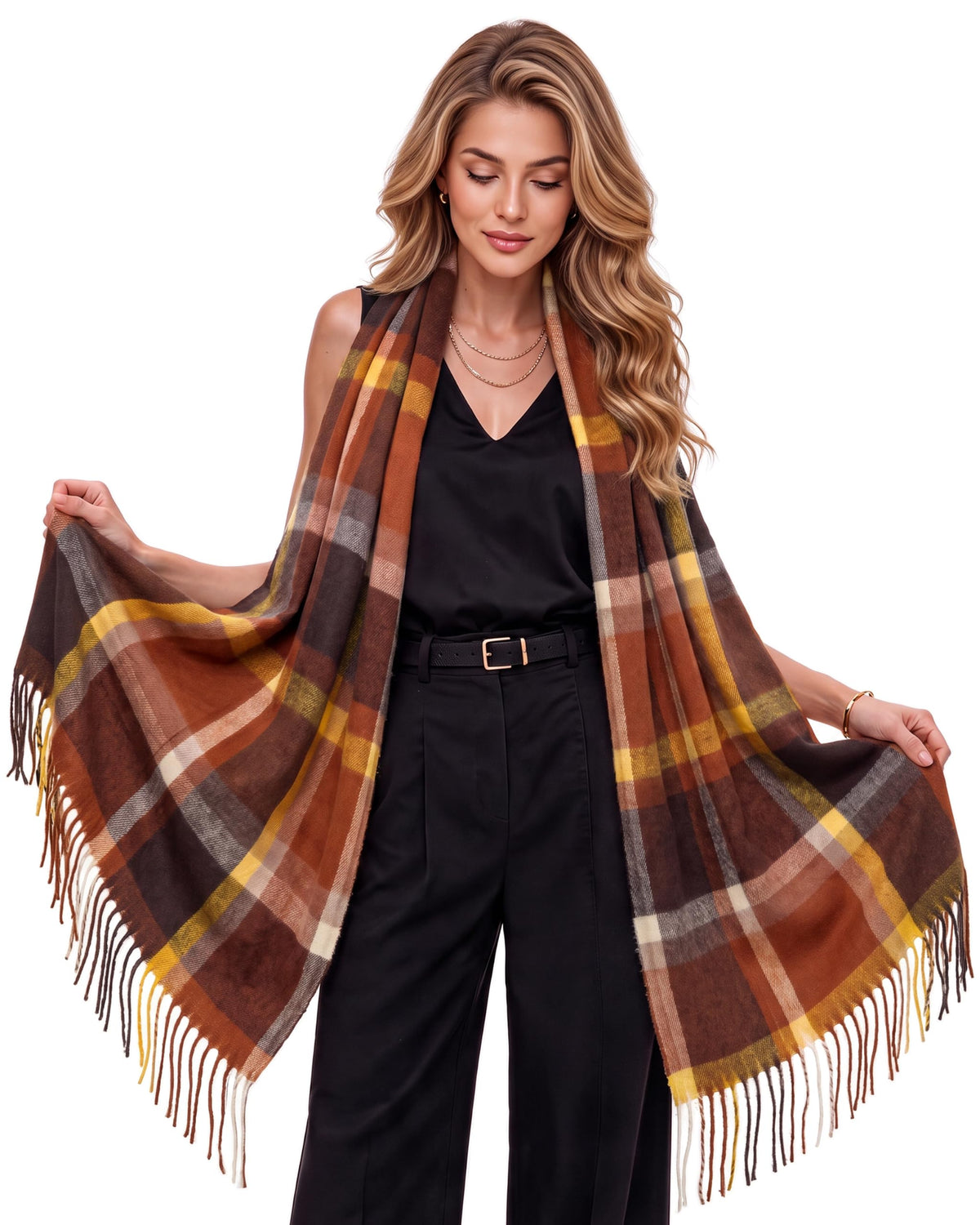 Baesics® Tartan Schal Braun Gelb