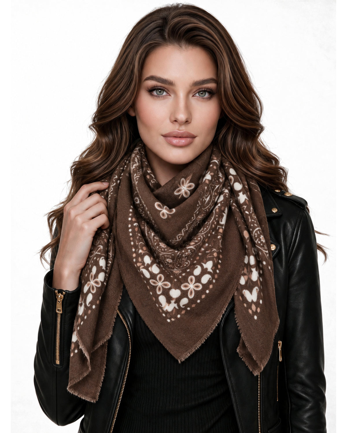 Baesics® Viereckstuch Paisley Damen Braun