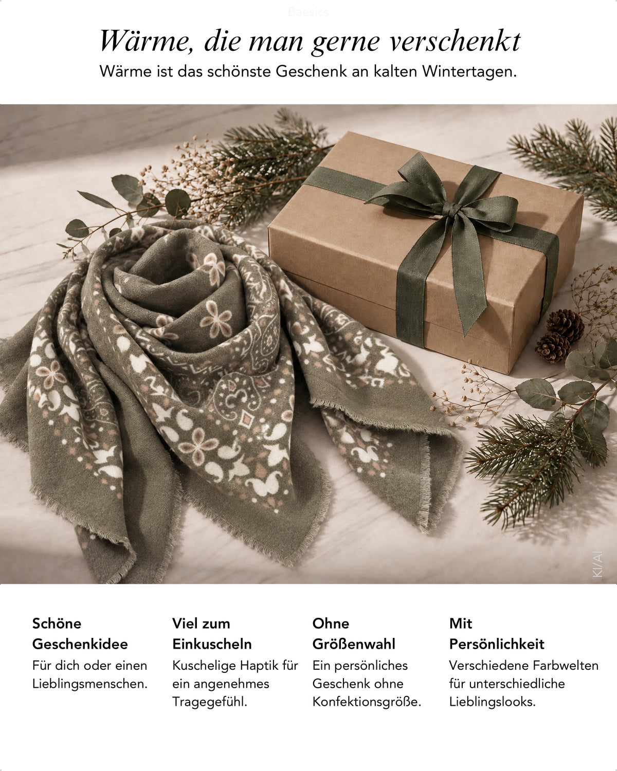 Baesics® Viereckstuch Paisley Damen