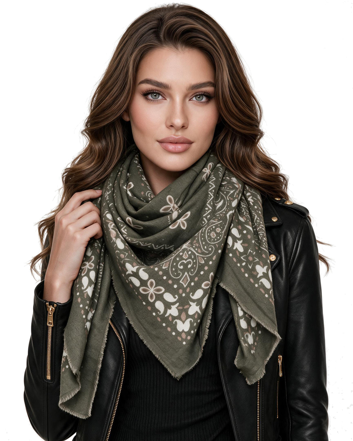 Baesics® Viereckstuch Paisley Damen Khaki
