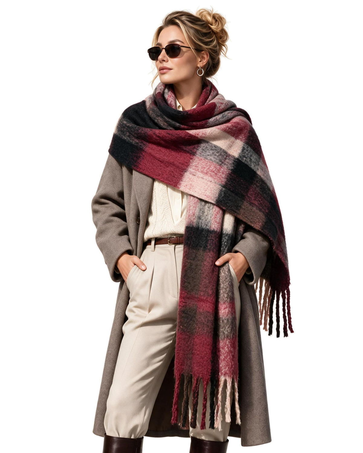 Baesics® XXL Schal Karo Bordeaux