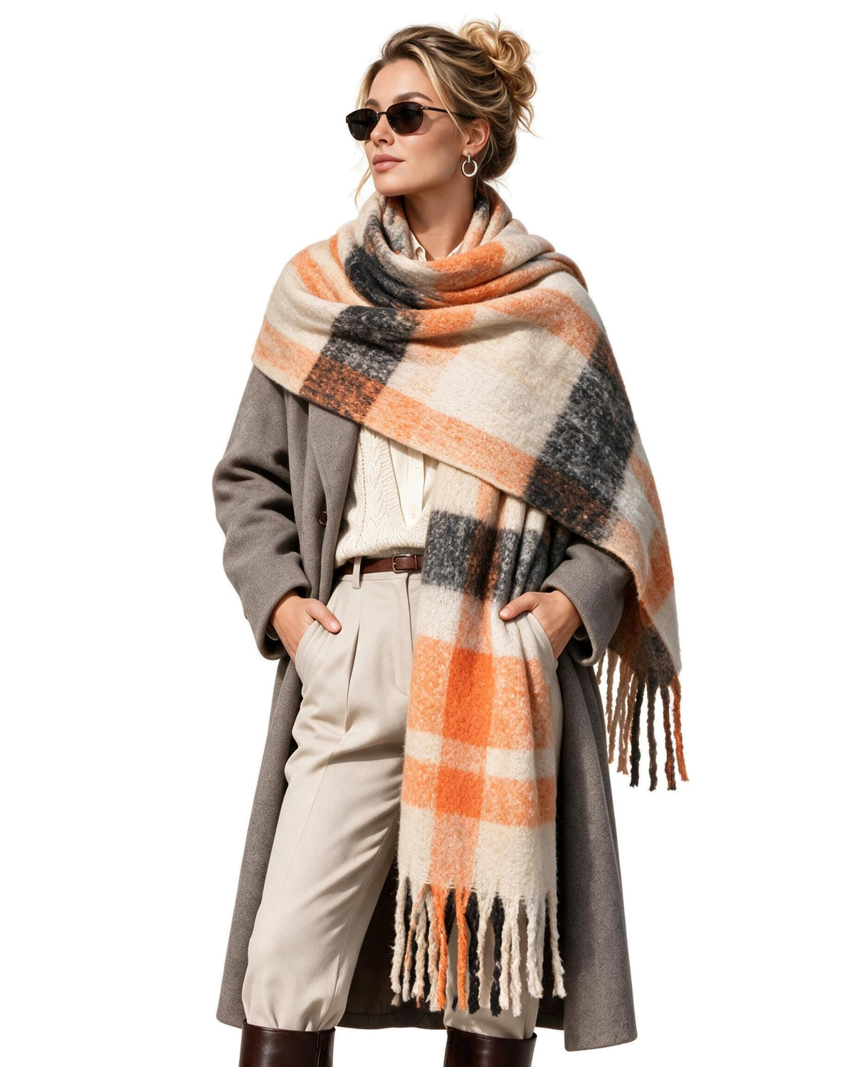 Baesics® XXL Schal Karo Orange