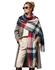 Baesics® XXL Schal Karo Pink Blau
