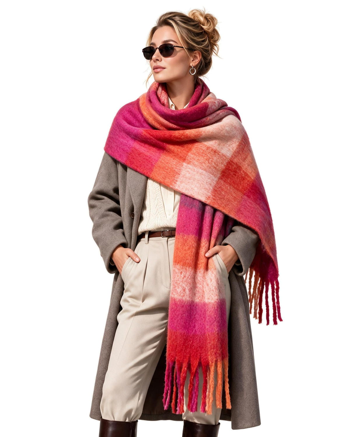 Baesics® XXL Schal Karo Pink