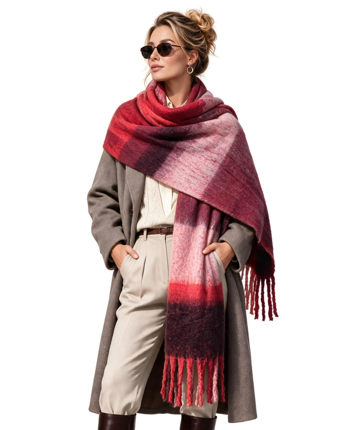 Baesics® XXL Schal Karo Rot